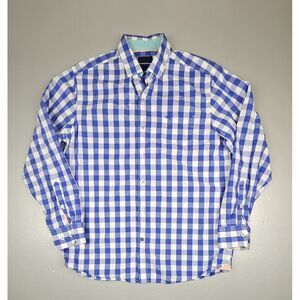 Tommy Bahama Button Up Shirt Mens Medium. Long Sleeve Pima Cotton Blue Check‎